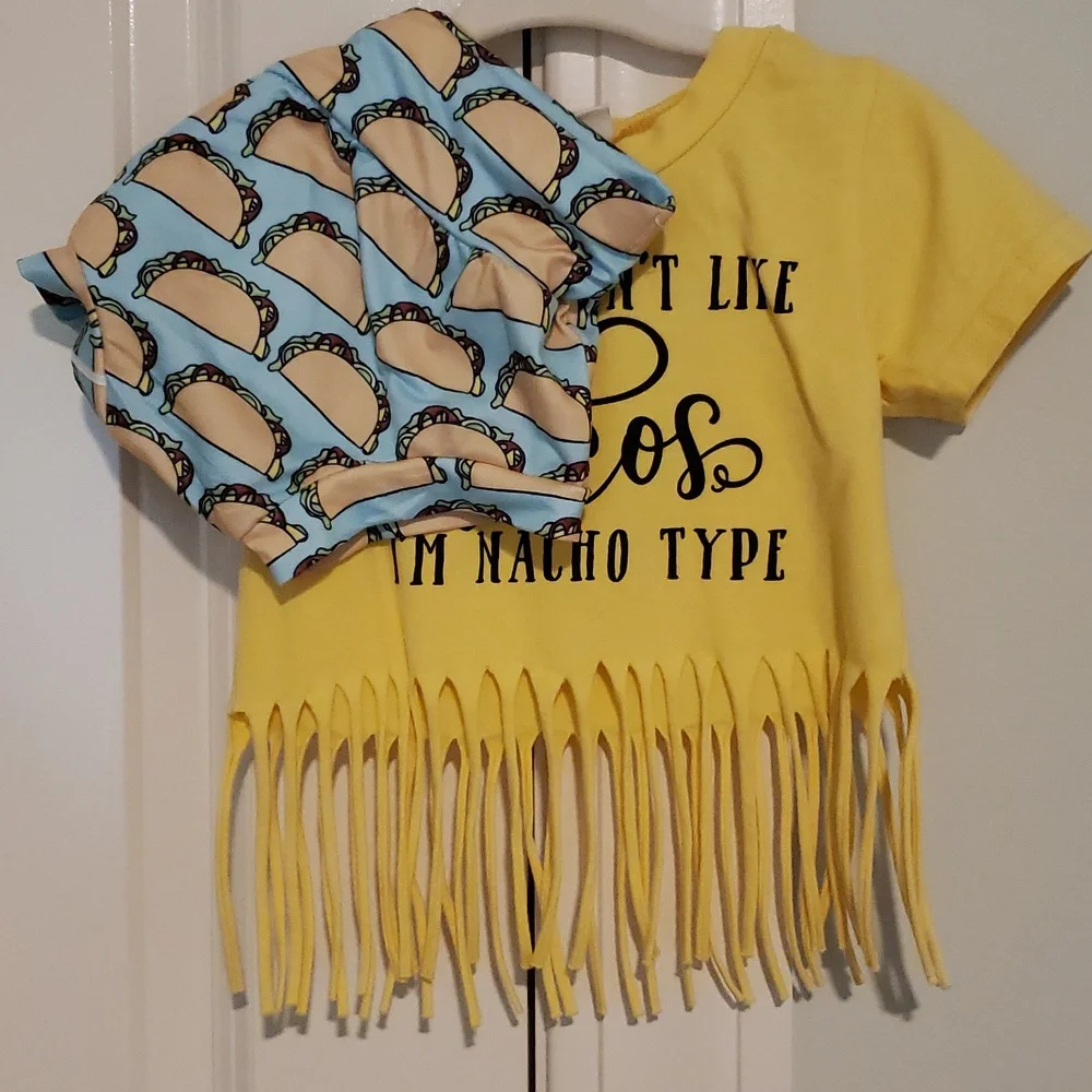 12-24m taco nacho fringe shirt and bloomers